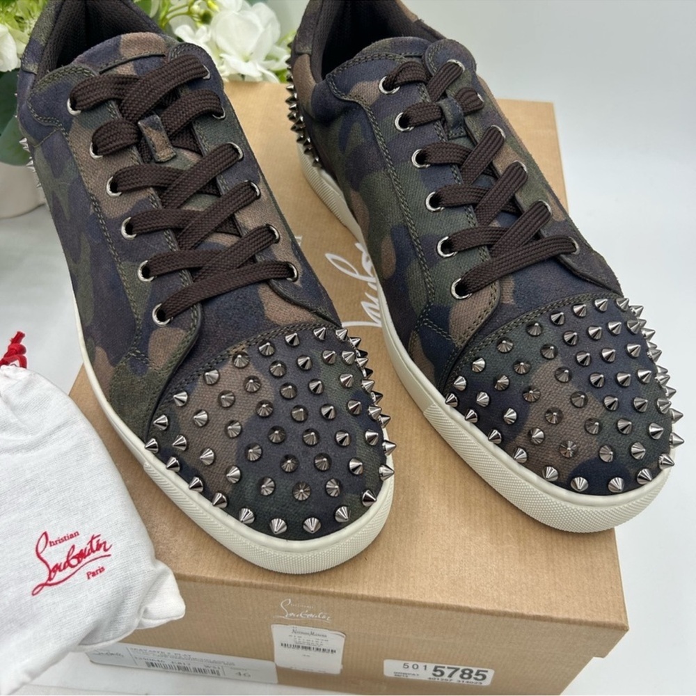 Men’s Christian Louboutin SEAVAST camouflage print sneakers size 46 made Italy